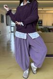 Conrad Batwing Ruffle Cuff Knit Aubergine